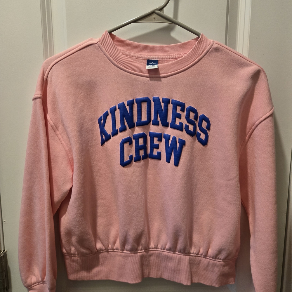 Old Navy Pink Sweatshirt with Blue Graphic Lettering Girl's 10-12